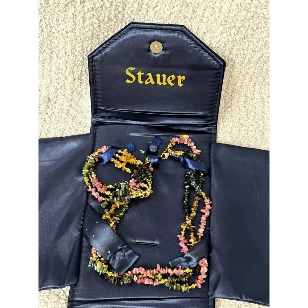 Stauer Gold Sterling Multicolor Stone Nugget Necklace & Bracelet Set 17